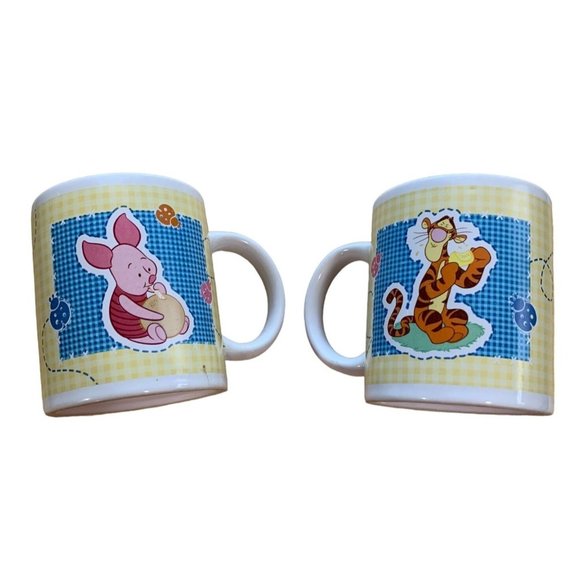 Disney WInnie the Pooh Harvest Gift Yellow Tigger Piglet Lot of 2 Mugs Cups Coff - Picture 4 of 5